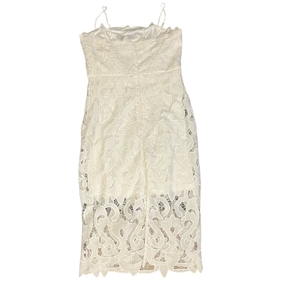 Bardot Lina Dress Women’s Medium White Elegant Fitted Lace Sheath Midi Skirt - Picture 2 of 9